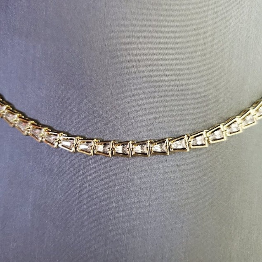 Kendra Scott Bella Tennis Necklace Gold Tone White Cubic Zirconia Formal Gift - Picture 2 of 6